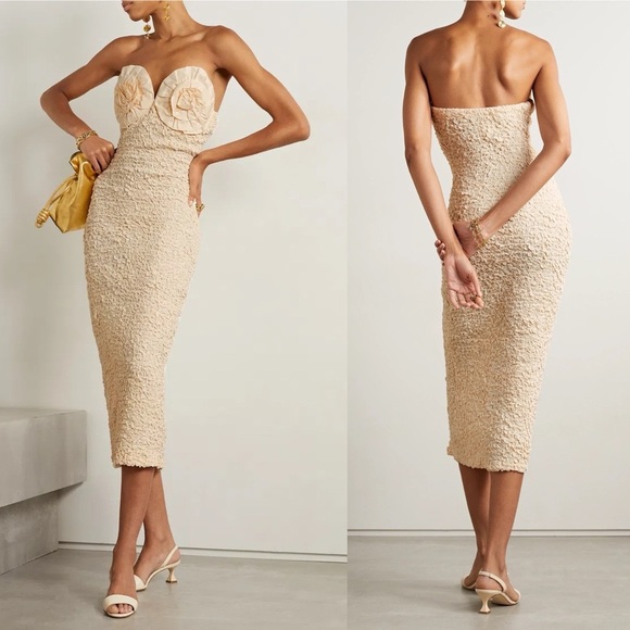 Mara Hoffman Dresses & Skirts - Mara Hoffman Mona Strapless Rosette Organic Cotton Midi Dress Cream NEW with tag